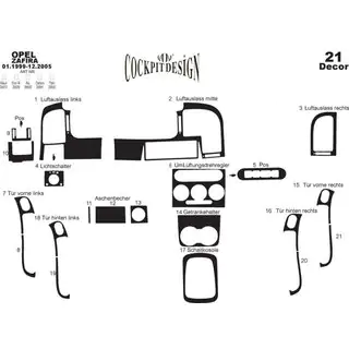 Dashboard sierlijsten Opel Zafira A 1998–2005 foto 3