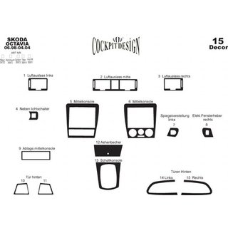 Dashboard sierlijsten (2000+) Skoda Octavia I Tour A4 1996–2010 foto 4