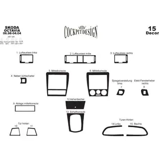 Dashboard sierlijsten (2000+) Skoda Octavia I Tour A4 1996–2010 foto 4