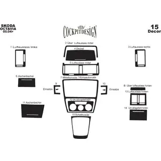 Dashboard sierlijsten Skoda Octavia II A5 2006–2010 foto 3