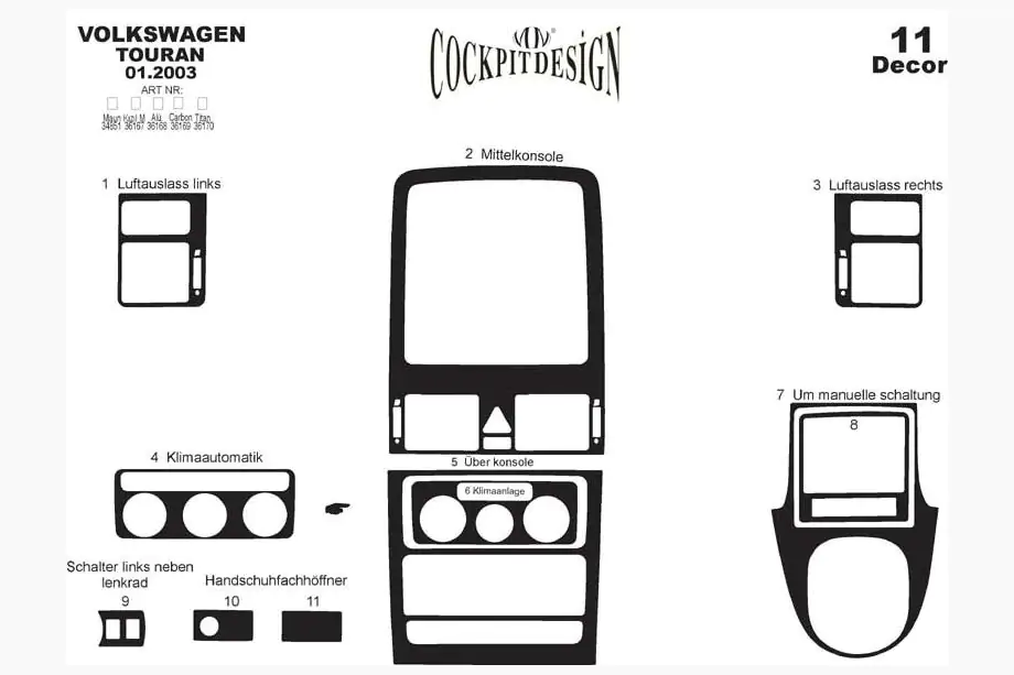 Volkswagen Touran 2003–2010 Dashboard sierlijsten Foto 7