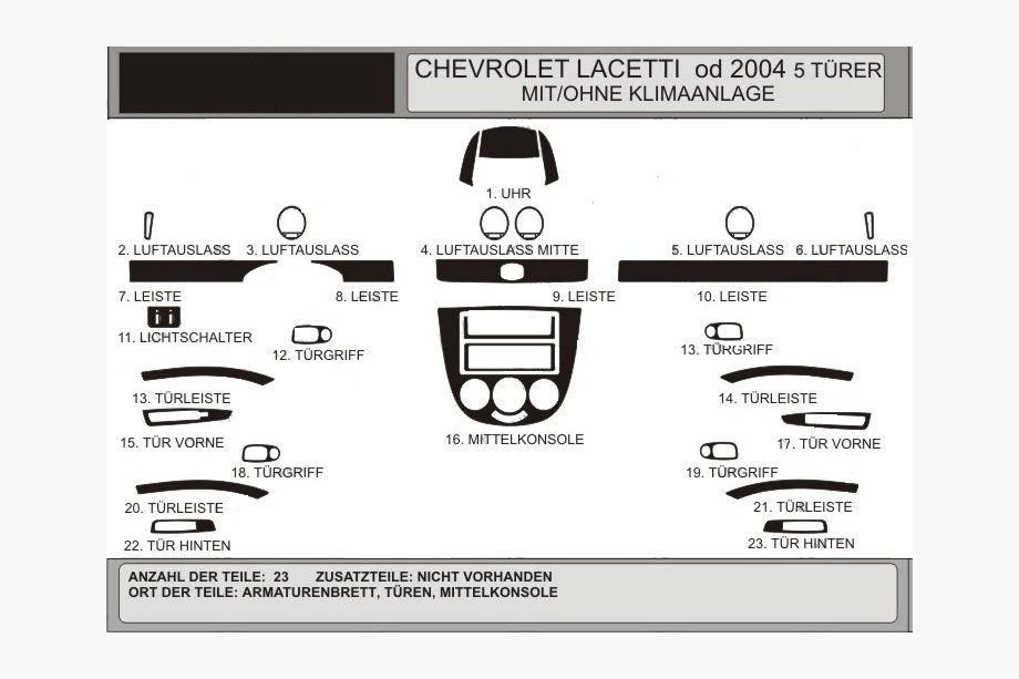 Chevrolet Lacetti 2003–2024 Dashboardpanelen voor Hatchback (Hartman) Blauw Image