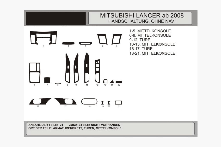 Mitsubishi Lancer X 2008– Dashboard sierlijsten (Hartman) Blauw Image