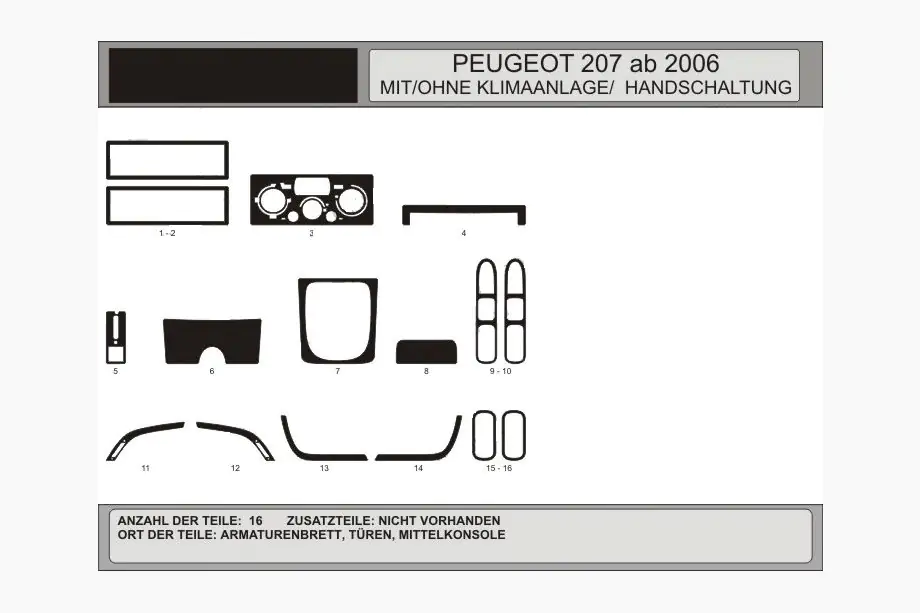 Peugeot 207 2006–2014 Dashboard sierlijsten (Hartman) Image