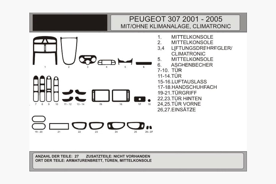 Peugeot 307 2001–2008 Interieurtuning (Hartman) Aluminium Image