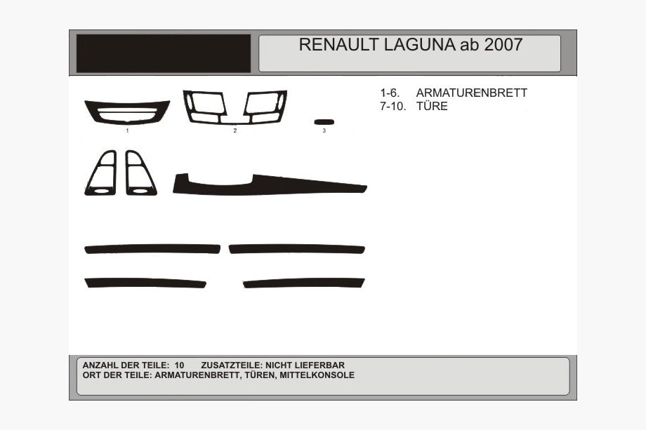 Renault Laguna 2007–2015 Dashboardpanelen (Hartman, Polen) Aluminium Image