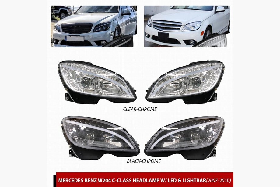 Mercedes C-klasse W204 2007–2015 LED koplampen vóór (2007-2011, 2 stuks) Zwart Image