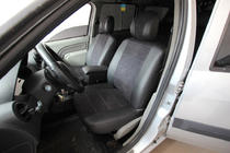 Renault Logan I 2005–2008 Autostoelhoezen eco-leer+stof+Alcantara Antara A001 (complete set, volledig interieur) foto 1