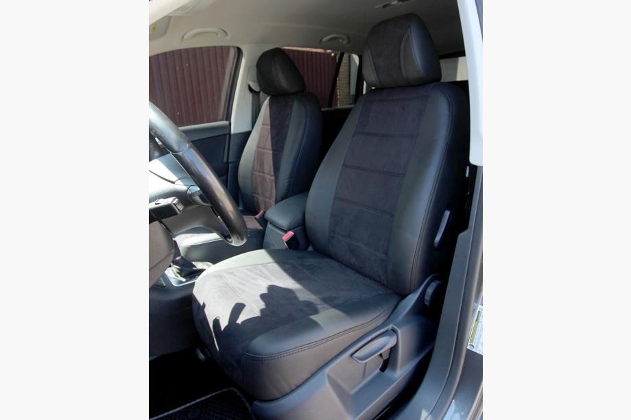 Volkswagen Tiguan 2016–2023 Autostoelhoezen eco-leer+stof+Alcantara Antara A001 (complete set, volledig interieur) Foto 1