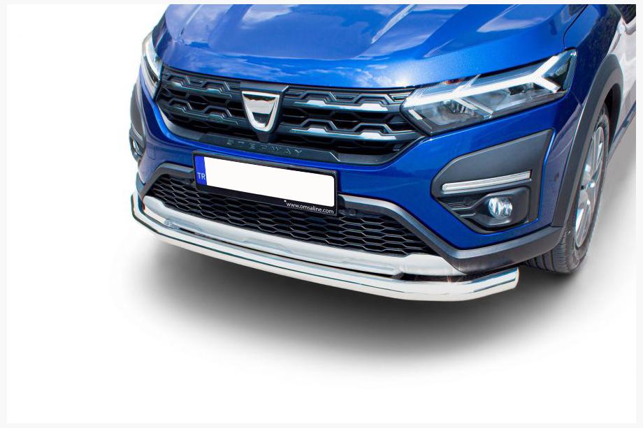Dacia Sandero 2021– Voorbumperbeschermer Texas (60 mm, RVS) Image