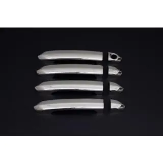 Chroom deurgreep covers (set 4 stuks, 1x met sleutelgat, RVS) foto 1