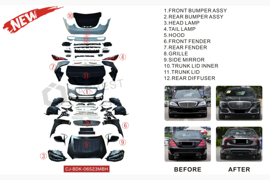 Mercedes S-class W221 2005–2013 Restyling kit voor W223 Maybach Foto 9