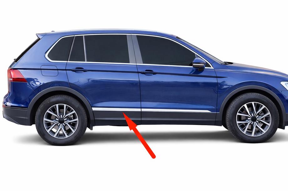 Volkswagen Tiguan 2016–2023 OmsaLine deurlijsten voor AllSpace (set 4 stuks, RVS) Image