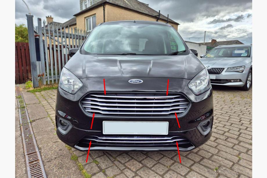 Ford Courier 2014–2023 Carmos grille-inzetstukken (2018↗, 7-delig, RVS) Foto 1