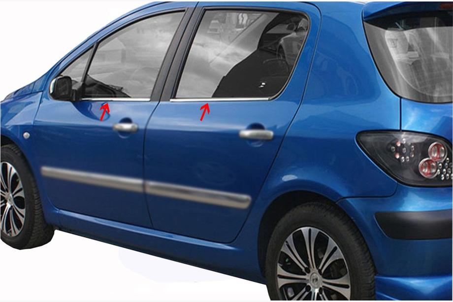 Peugeot 307 2001–2008 Buitenste raamlijstenset (4-delig, RVS) Image