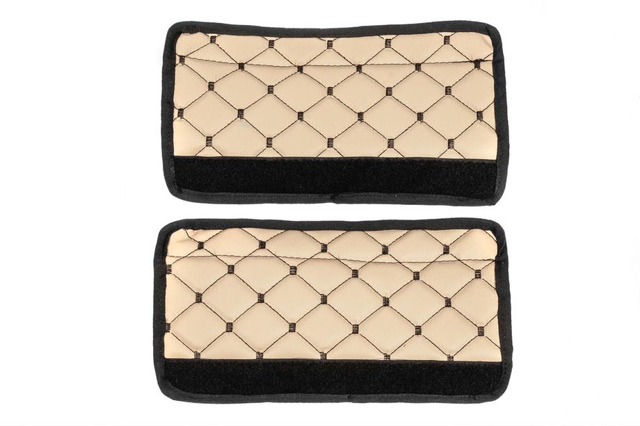 ECO veiligheidsgordel pads (2 stuks, beige met zwart stiksel) Foto 6