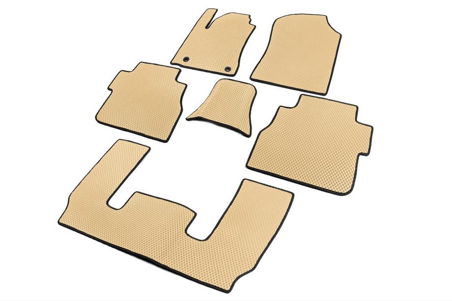 Toyota Sequoia 2007–2022 EVA automattenset, 3 rijen (beige) Middenrij – doorgang Foto 2