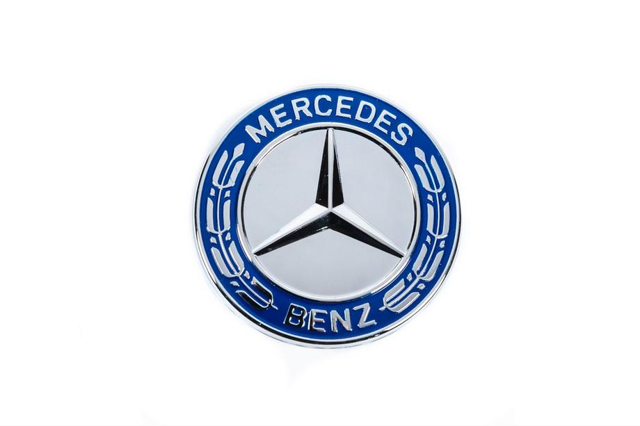Mercedes-Benz Afdekdop ter vervanging van embleem op motorkap Mercedes (blauw en chroom, 57 mm) Foto 2