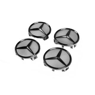 Velgnaafdoppen 71/74 mm zonder ring (set van 4, grijs met zwart logo) foto 1