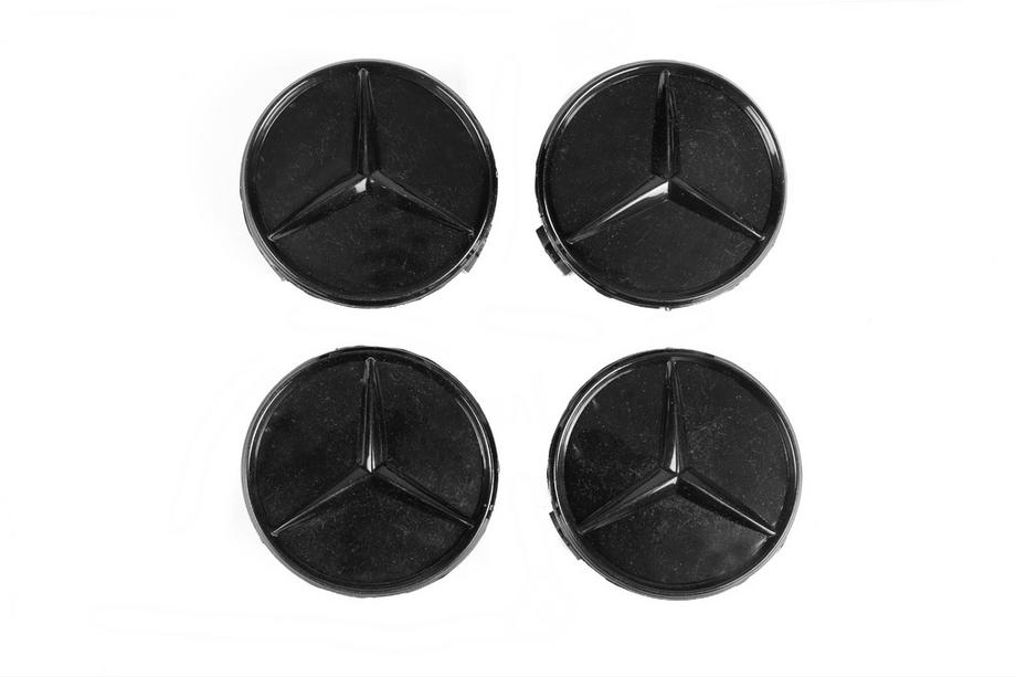 Mercedes-Benz Naafdoppen 71/74 mm zonder ring (4 stuks, hoogglans zwart) Foto 2