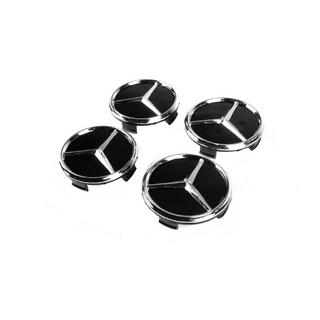 Velgnaafdoppen 71/74 mm zonder ring (set van 4, zwart met chromen logo) foto 1