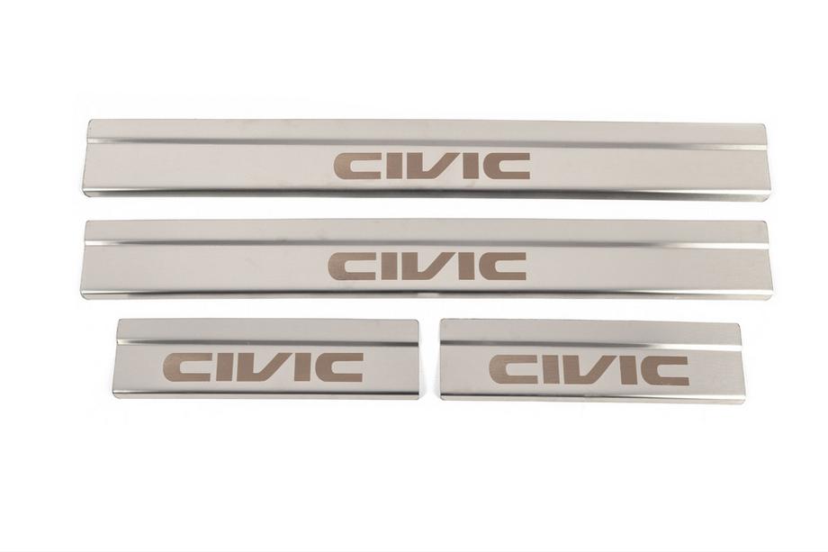 Honda Civic Sedan X 2016–2021 Dorpellijst set (4 stuks, RVS) Foto 1