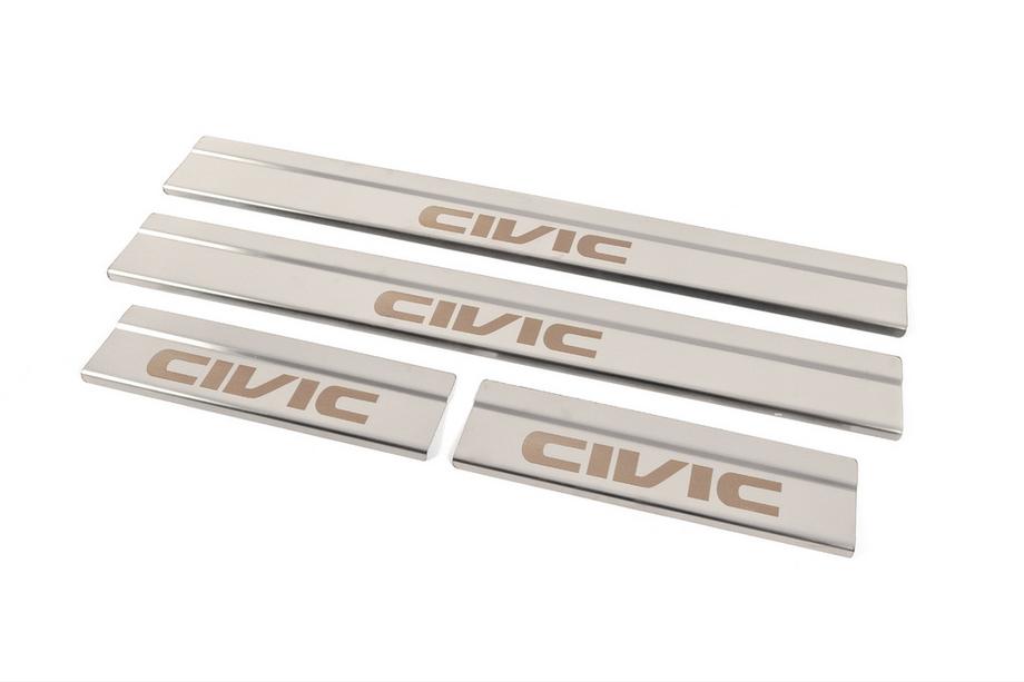 Honda Civic Sedan X 2016–2021 Dorpellijst set (4 stuks, RVS) Foto 2