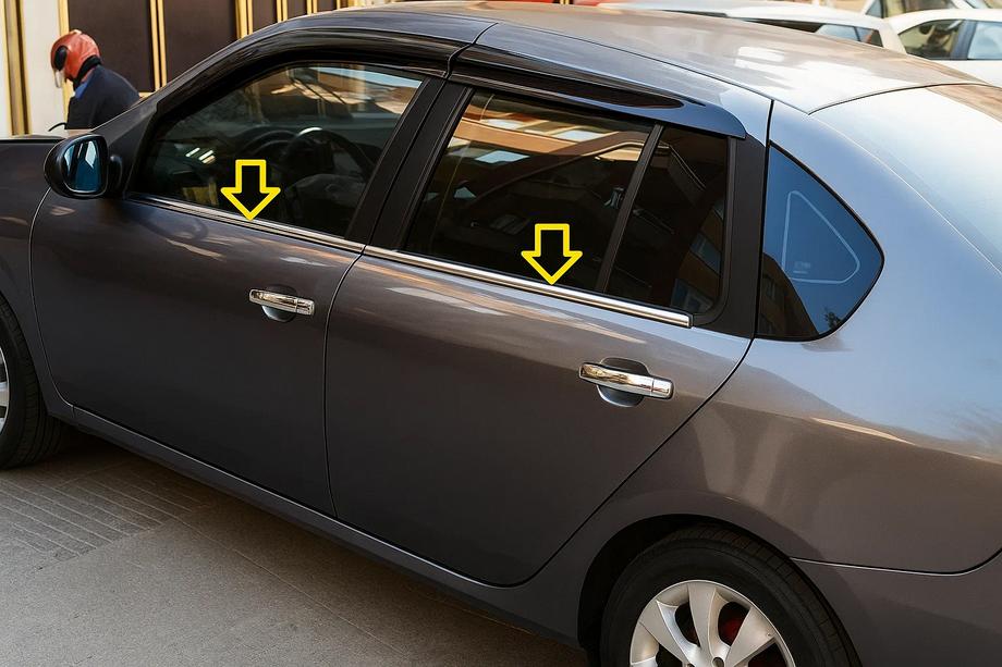 Renault Symbol 2008–2013 Buitenste raamlijsten (set 4 stuks, RVS) Image