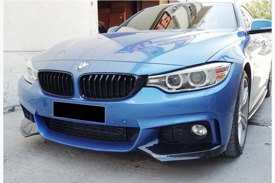 BMW 4 Serie F32/F33/F36 2012–2020 Voorbumper lip DPT Flap V-1 (voor M-Technic, hoogglans zwart) Foto 1