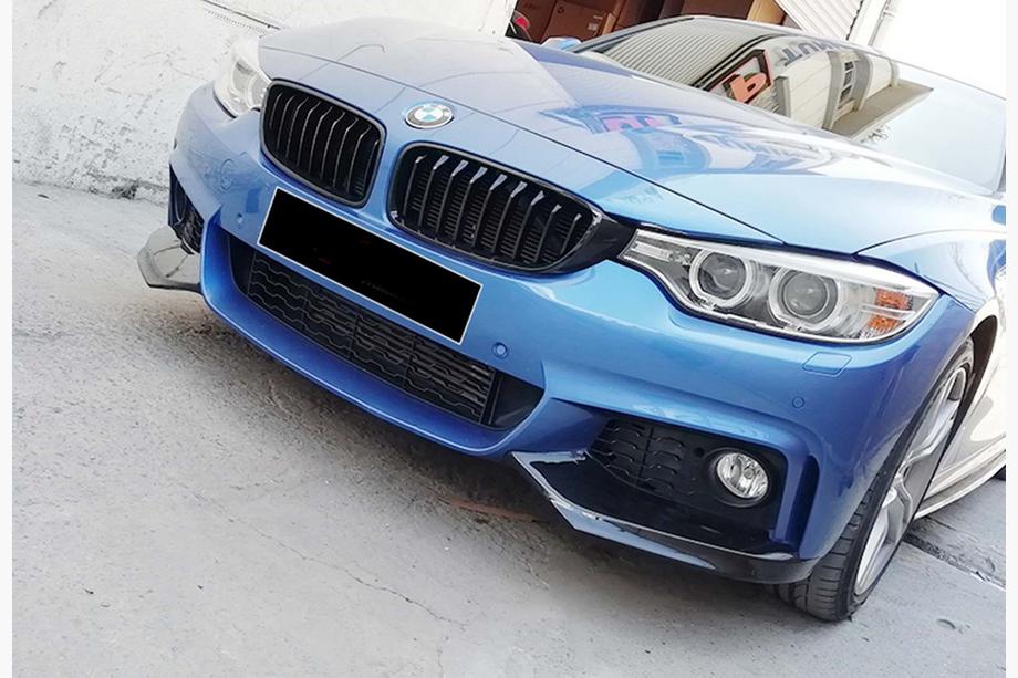 BMW 4 Serie F32/F33/F36 2012–2020 Voorbumper lip DPT Flap V-1 (voor M-Technic, hoogglans zwart) Foto 3