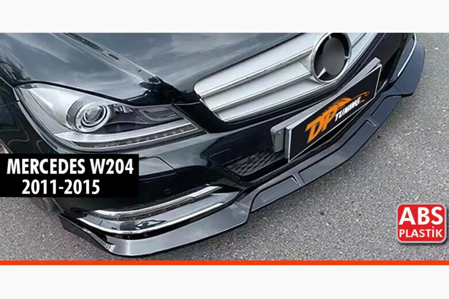 Mercedes C-klasse W204 2007–2015 Lipspoiler voorbumper DPT V1 (2011-2015, glanzend zwart) Foto 1