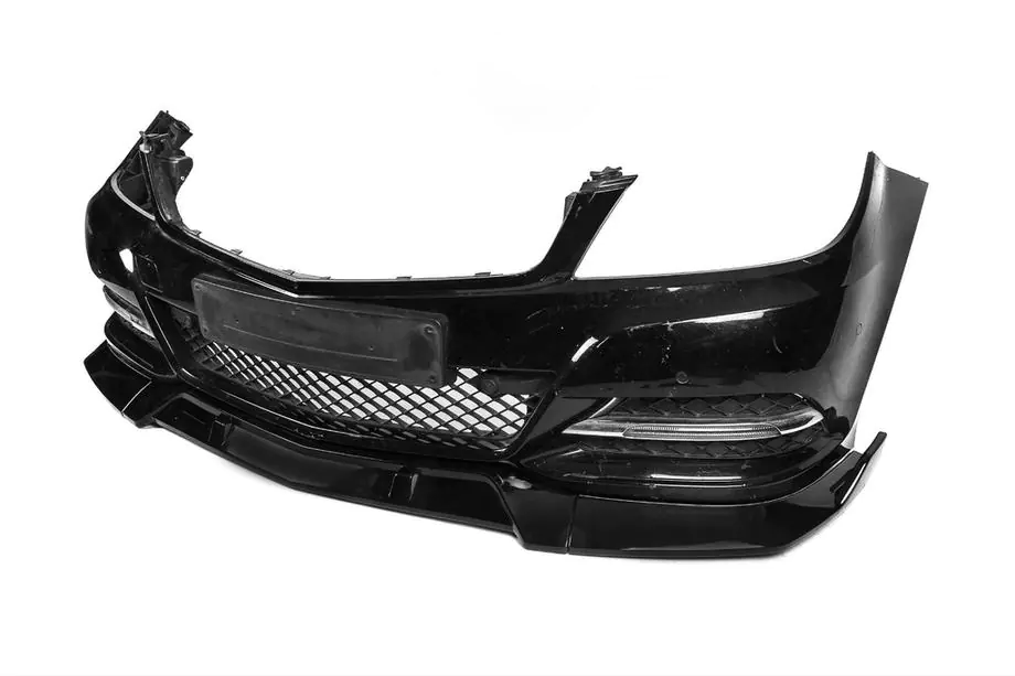 Mercedes C-klasse W204 2007–2015 Lipspoiler voorbumper DPT V1 (2011-2015, glanzend zwart) Foto 14