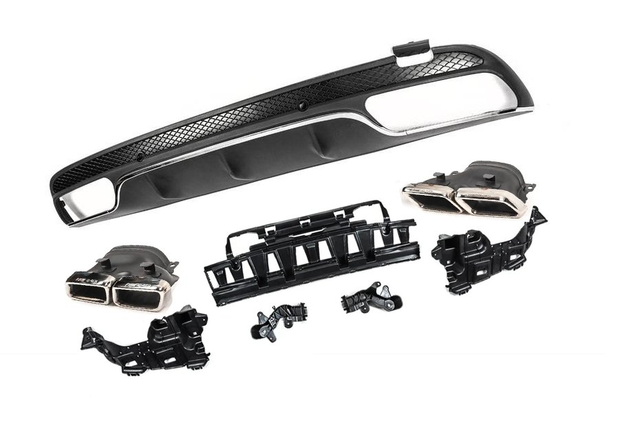 Mercedes C-klasse W205 2014–2021 Achterdiffuser met uitlaatsierstukken (C63-design 2014-2018) Foto 3