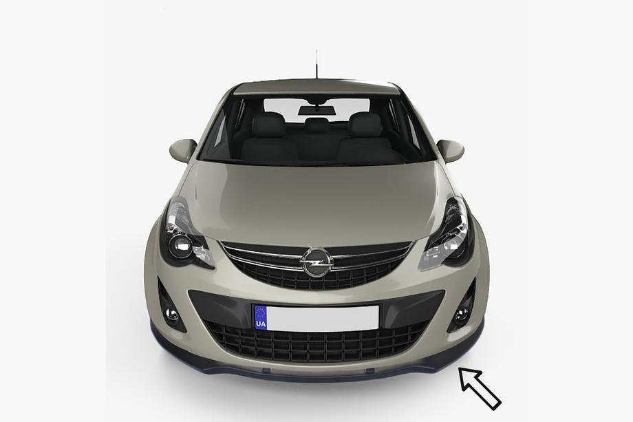 Opel Corsa D 2007–2014 ESA voorlip spoiler (2010-2014, zwart) Foto 1