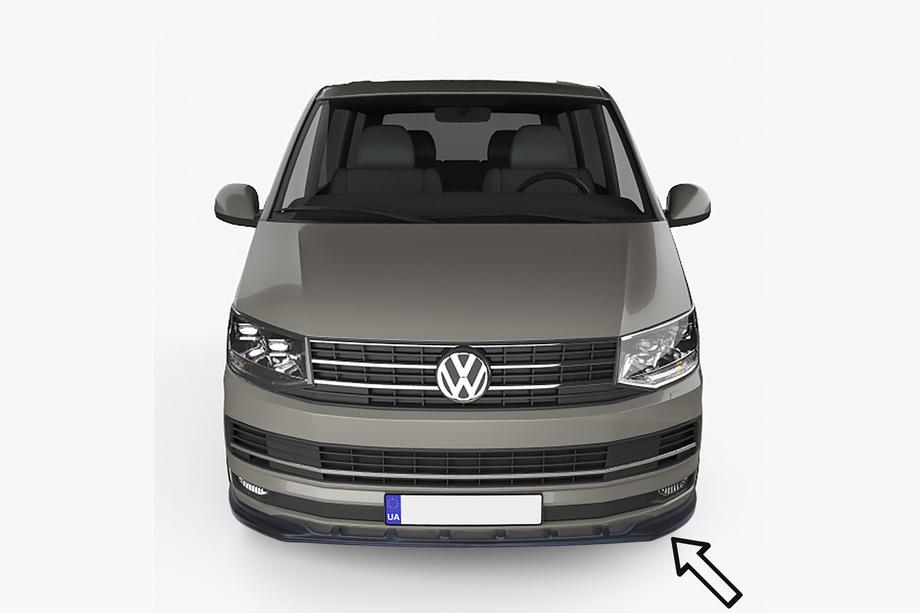 Volkswagen T6 2015–2024 ESA voorbumper lip spoiler (Transporter, zwart) Image