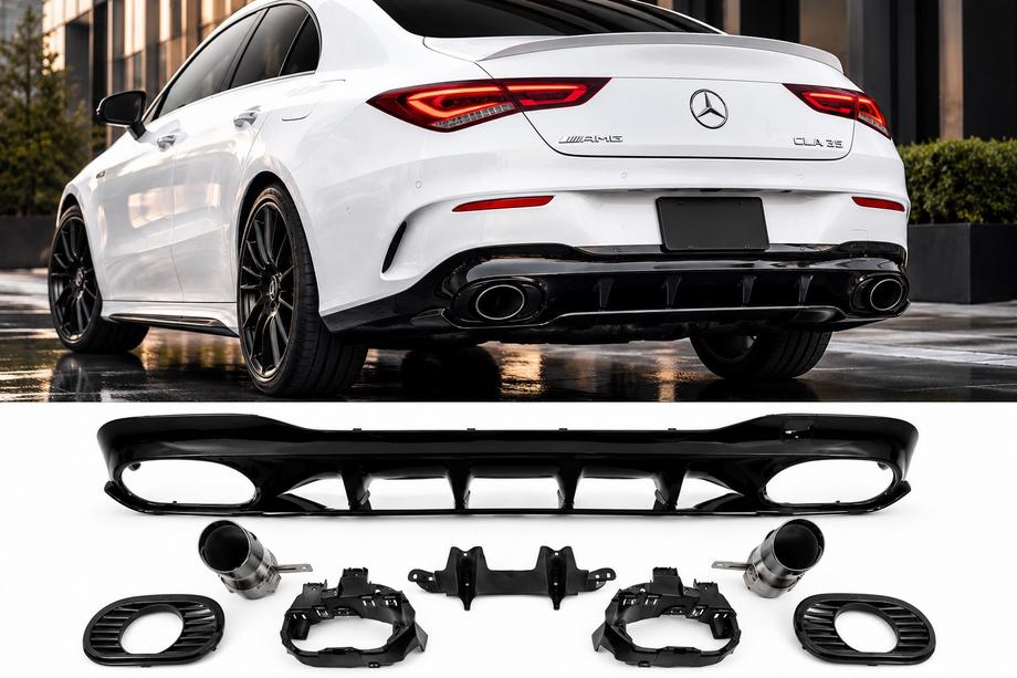 Mercedes CLA C118 2019– Achterdiffuser met uitlaatsierstukken (CLA35-design) Foto 1