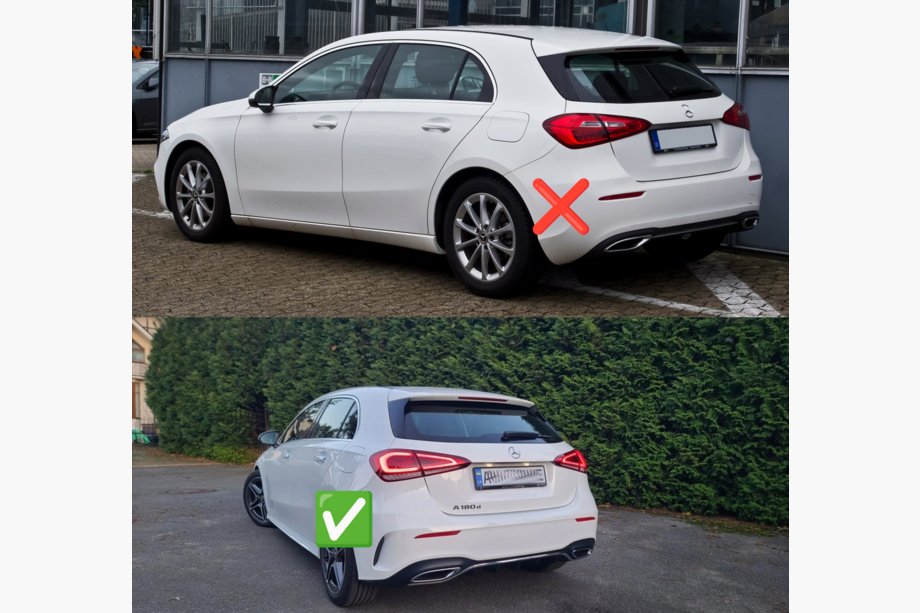 Mercedes A-Klasse W177 2018– Achterdiffuser met uitlaatsierstukken (Design A45 HB) Foto 3