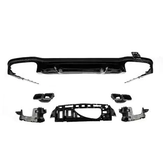 Achterdiffuser met uitlaatsierstukken E63-Design Black (voor AMG/AMG-Line 2016-2020) foto 3