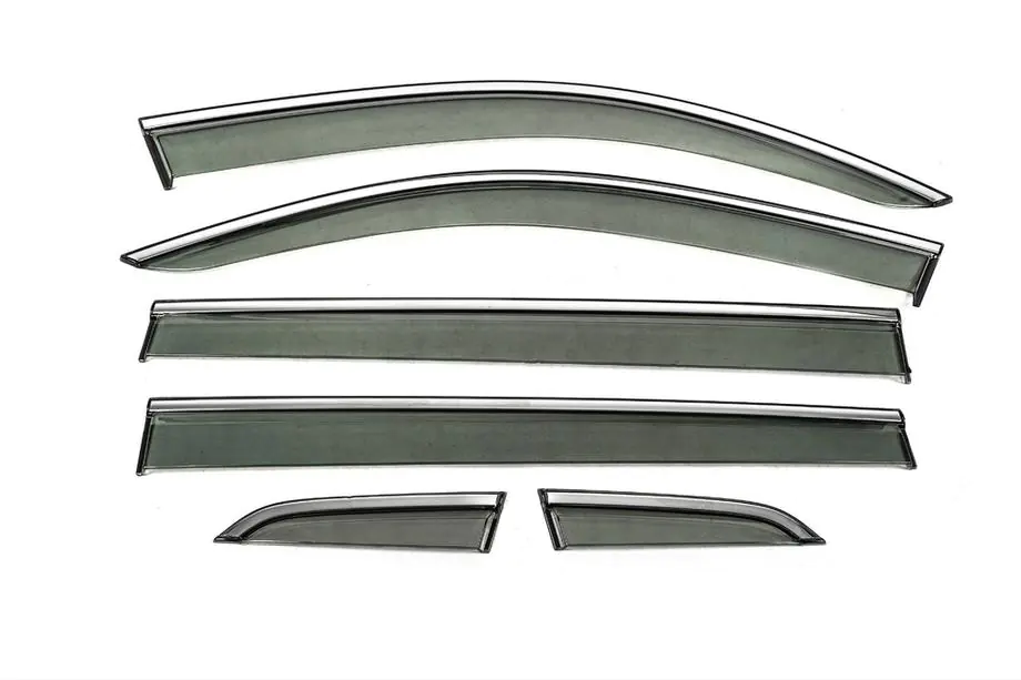 Volkswagen Tiguan 2016–2023 Winddeflectoren voor zijruiten met chroomstrip Niken Luxury (Long, 6 stuks) Image