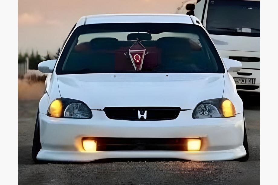 Honda Civic 1995–2001 Voorbumper lip spoiler DPT V-1 (hoogglans zwart) Foto 1