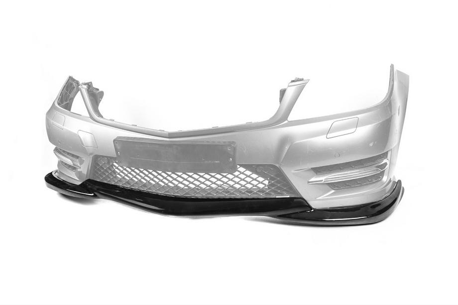 Mercedes C-klasse W204 2007–2015 Frontbumper lip DPT V2 (2011-2015, hoogglans zwart) Foto 6