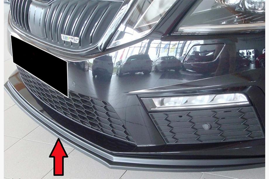 Skoda Octavia III A7 2013–2019 Voorbumper lip spoiler DPT V-2 (2017-2019 RS, glanzend zwart) Foto 1