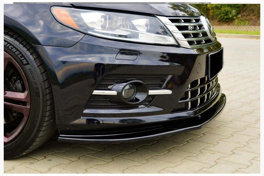 Volkswagen Passat CC 2008–2017 Voorbumper lipspoiler DPT (voor R-Line, 2008-2011, hoogglans zwart) Foto 1