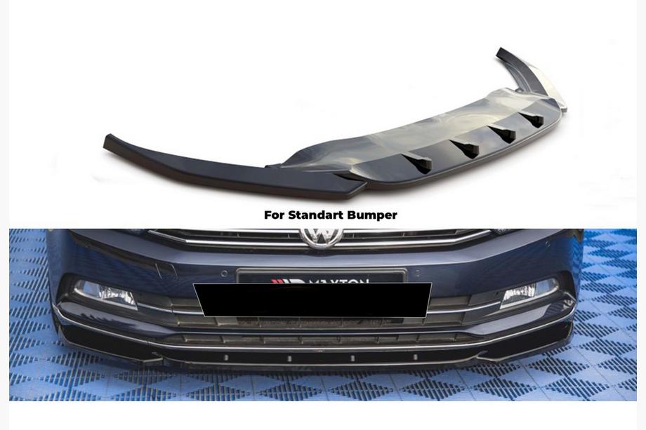 Volkswagen Passat B8 2015–2023 Voorbumper lipspoiler DPT V-1 (2015-2019 EU, hoogglans zwart) Image