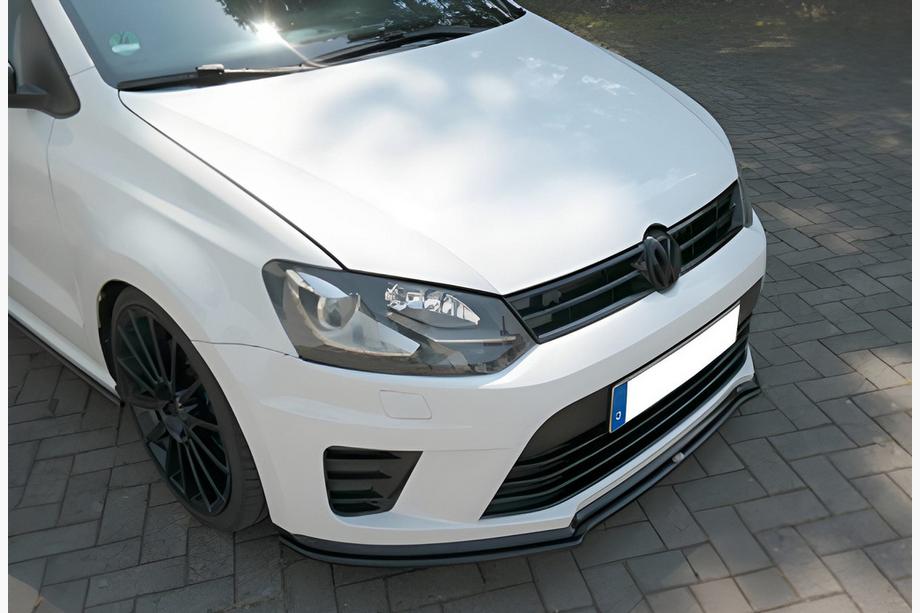Volkswagen Polo 2010–2017 Voorbumper lip spoiler DPT V-1 (hoogglans zwart) Image