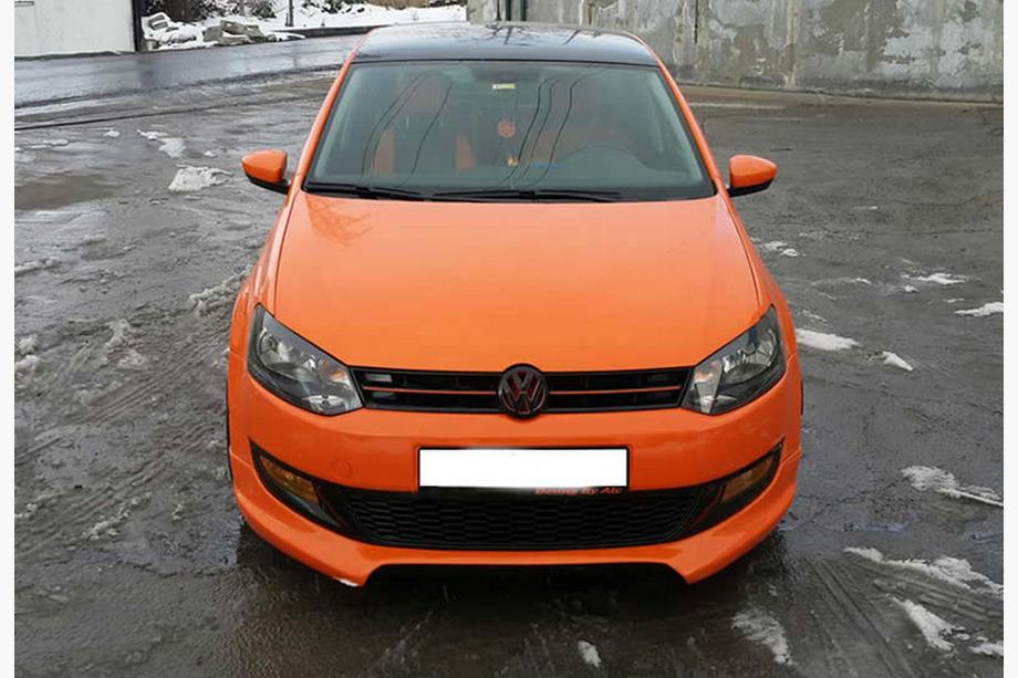 Volkswagen Polo 2010–2017 Voorbumper lip spoiler DPT (2009-2013, hoogglans zwart) Image
