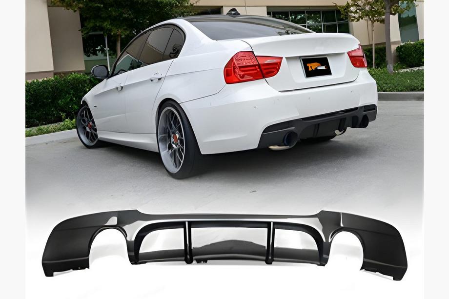 BMW 3-serie E90/E91 2005–2011 Achterdiffuser DPT V-4 (voor E90 M-Sport, hoogglans zwart) Foto 1