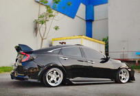 Honda Civic Sedan X 2016–2021 DPT V-4 side skirts (hoogglans zwart) foto 2
