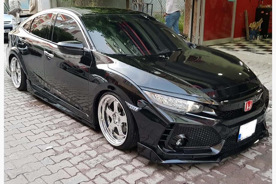 Honda Civic Sedan X 2016–2021 DPT V-4 side skirts (hoogglans zwart) Image