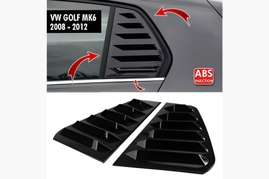 Volkswagen Golf 6 2008–2014 Achterzijruit covers DPT V-1 (glans zwart, 2 stuks) Image